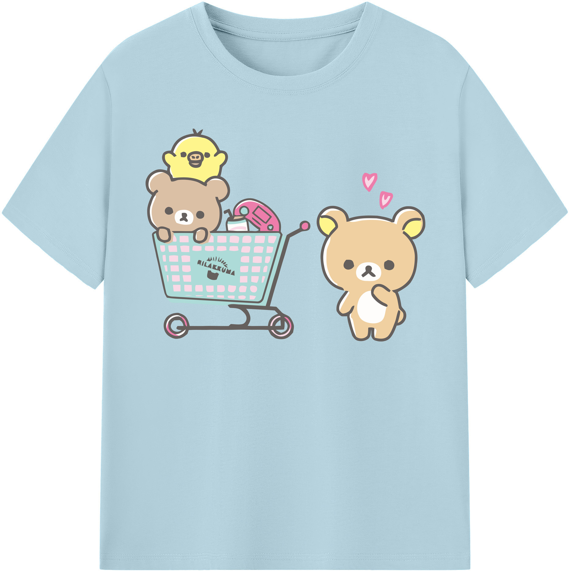 （画像用） リラックマ リラックマ キイロイトリ Rilakkuma Korilakkuma Kiiroitori 綿100％半袖Tシャツ（フロントプリント）